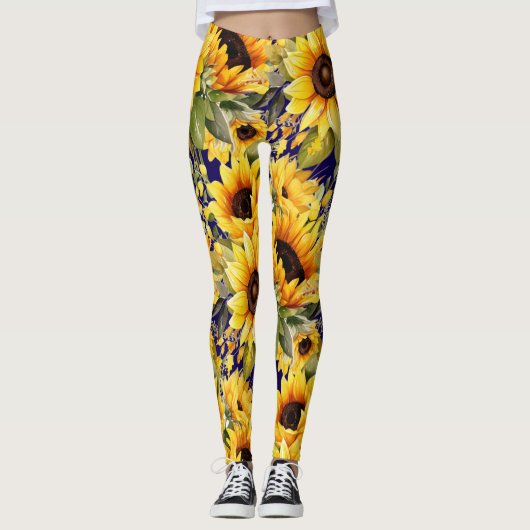 Wasserfarbe Sonnenblumen Van Gogh Style Leggings (Vorderseite)