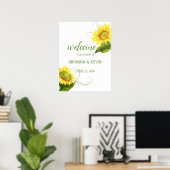 Wasserfarbe Sonnenblumen Weingarten Hochzeit Poster (Heimbüro)