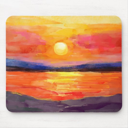 Wasserfarbe Sonnenuntergang Mousepad (Vorne)