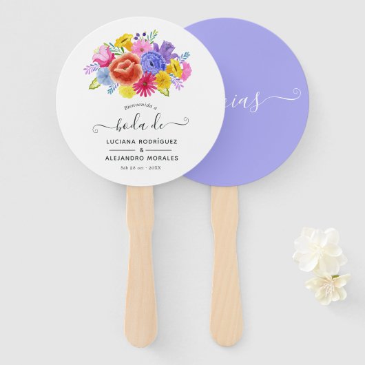 Wasserfarbe Spanische Fiesta Hochzeit Vielen Dank Fächer (Vorne und Hinten)