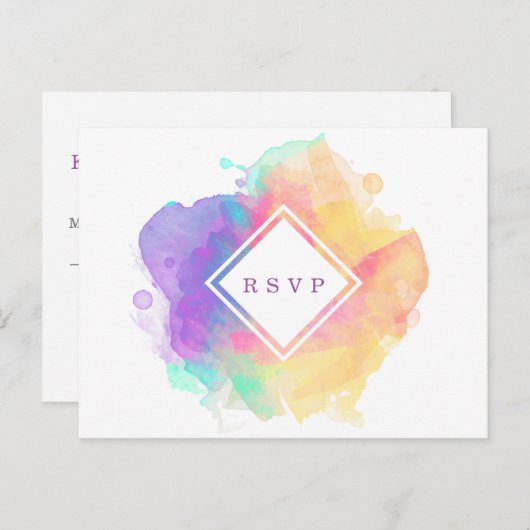 Wasserfarbe-Spaß RSPV Ankündigungspostkarte (Vorne/Hinten)