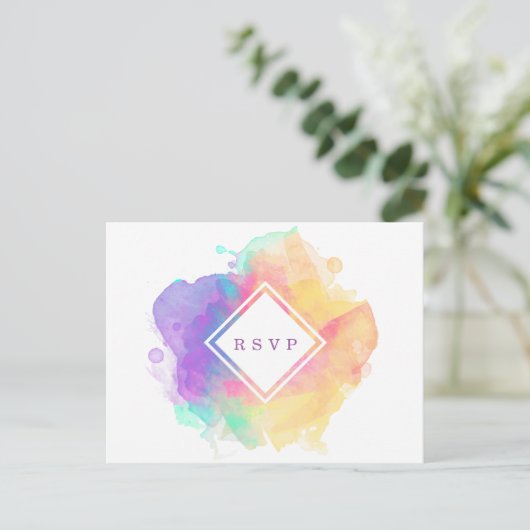 Wasserfarbe-Spaß RSPV Ankündigungspostkarte (Stehend Vorderseite)