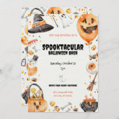 Wasserfarbe "Spooktacular" Halloween Einladung (Vorne/Hinten)