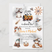 Wasserfarbe Spooky Kleiner Boo fast fällig Baby Einladung (Vorderseite)