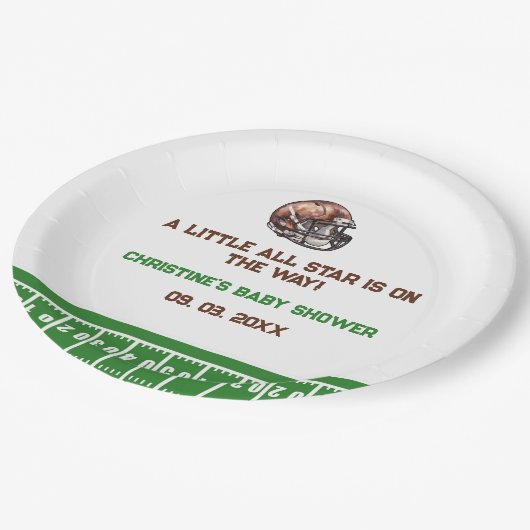 Wasserfarbe Sport Football Baby Dusche Pappteller (Schrägansicht)