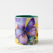 Wasserfarbe Springtime Lila Butterfly Keramik Tass Zweifarbige Tasse (Mittel)