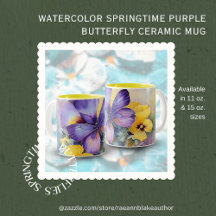 Wasserfarbe Springtime Lila Butterfly Keramik Tass