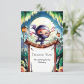 Wasserfarbe Spy Ninja Geburtstag Dankeskarte (Stehend Vorderseite)