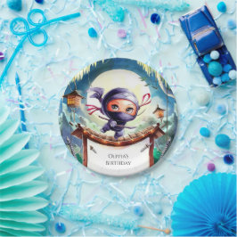 Wasserfarbe Spy Ninja Geburtstag Pappteller