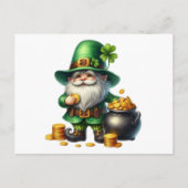 Wasserfarbe St Patrick Leprechaun Pot of Gold Postkarte (Vorderseite)