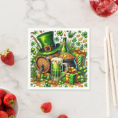 Wasserfarbe St Patrick's Day Beer, Coins & Kleebla Serviette (Beispiel)