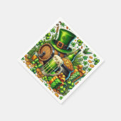 Wasserfarbe St Patrick's Day Beer, Coins & Kleebla Serviette (Ecke)