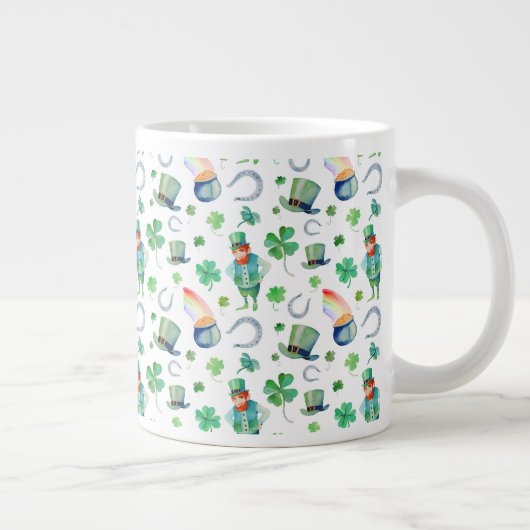 Wasserfarbe St. Patrick's Day Pattern Jumbo-Tasse (Rechts)