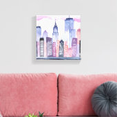 Wasserfarbe Stadt Skyline Leinwanddruck (Insitu (Wohnzimmer))