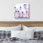 Wasserfarbe Stadt Skyline Leinwanddruck (Insitu (Schlafzimmer))