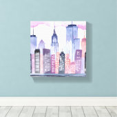 Wasserfarbe Stadt Skyline Leinwanddruck (Insitu (Holzboden))
