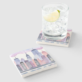 Wasserfarbe Stadt Skyline Steinuntersetzer