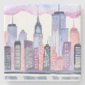 Wasserfarbe Stadt Skyline Steinuntersetzer (Vorderseite)
