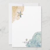 Wasserfarbe Starfish Beach Dusty Blue Wedding Save The Date (Rückseite)