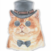 Wasserfarbe Steampunk Kitty Aufkleber (Vorderseite)