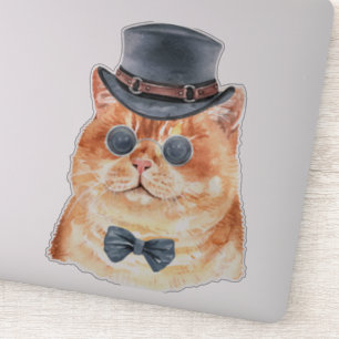 Wasserfarbe Steampunk Kitty Aufkleber