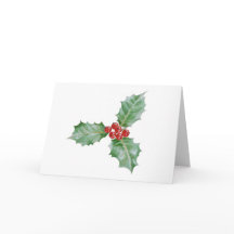 Wasserfarbe-Stechpalmen-frohe Weihnachten