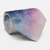 Wasserfarbe Sternenhimmel in einer bewölkten Nacht Krawatte (Gerollt)