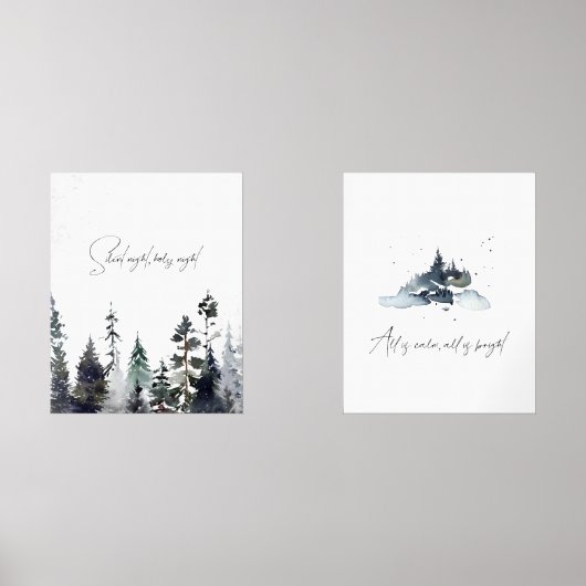 Wasserfarbe Stille Nacht Weihnachtslied Bilderwand Sets (Vorderseite)