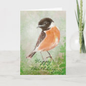 Wasserfarbe Stonechat Happy Birthday, Bird Karte (Vorderseite)