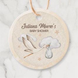 Wasserfarbe Stork Baby Dusche Geschenkanhänger