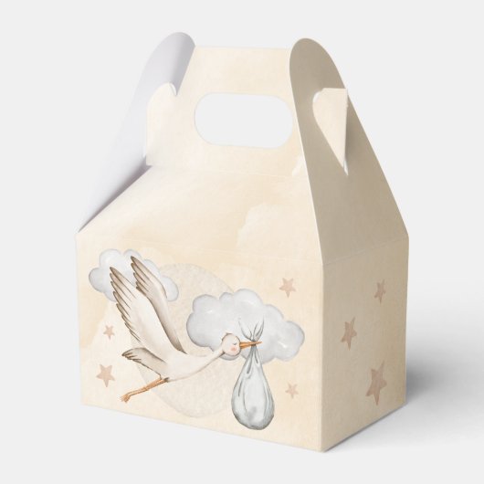 Wasserfarbe Stork Baby Dusche Geschenkschachtel (Vorderseite)