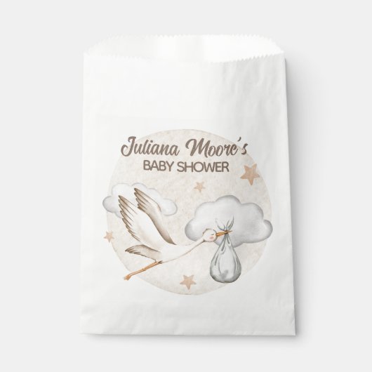Wasserfarbe Stork Baby Dusche Geschenktütchen (Vorderseite)