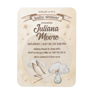 Wasserfarbe Stork Baby Dusche Magnet