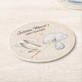 Wasserfarbe Stork Baby Dusche Runder Pappuntersetzer (Angewinkelt)