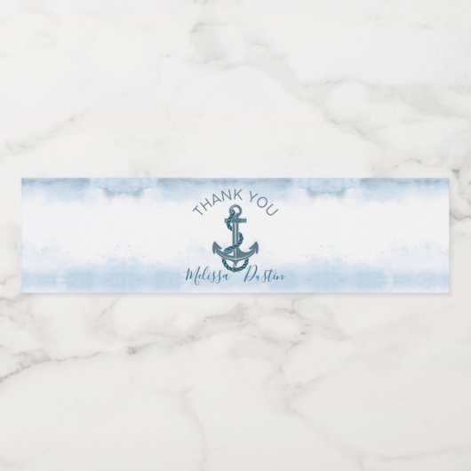 Wasserfarbe Strand Anker Nautische Gastgeschenk Ho Wasserflaschenetikett (Einzelnes Label)
