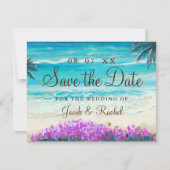 Wasserfarbe Strand Blue Ocean Save the Date Karte (Vorderseite)