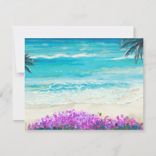 Wasserfarbe Strand Blue Ocean Save the Date Karte (Rückseite)