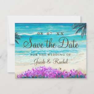 Wasserfarbe Strand Blue Ocean Save the Date Karte