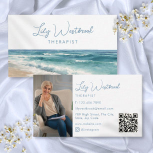 Wasserfarbe-Strand Elegante Therapeutin Foto-QR-Co Visitenkarte