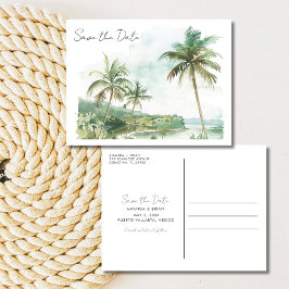 Wasserfarbe Strand Hochzeit Save the Date Postkart Ankündigungspostkarte