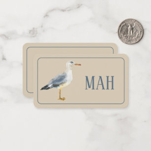 Wasserfarbe-Strand-Möwe-Monogramm Mitteilungskarte