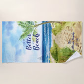 Wasserfarbe Strand Seascape Das Leben ist besser Strandtuch (Vorderseite)