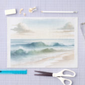 Wasserfarbe Strand Wellen Küstenstrand Hochzeit Seidenpapier (Handwerk)