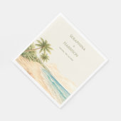 Wasserfarbe Strand Ziel Hochzeit Küste Serviette (Ecke)