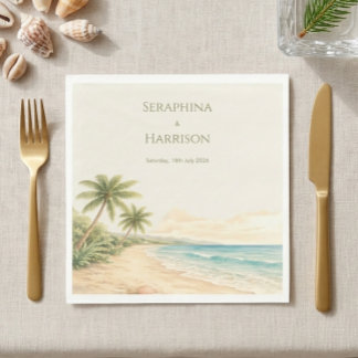 Wasserfarbe Strand Ziel Hochzeit Küste Serviette