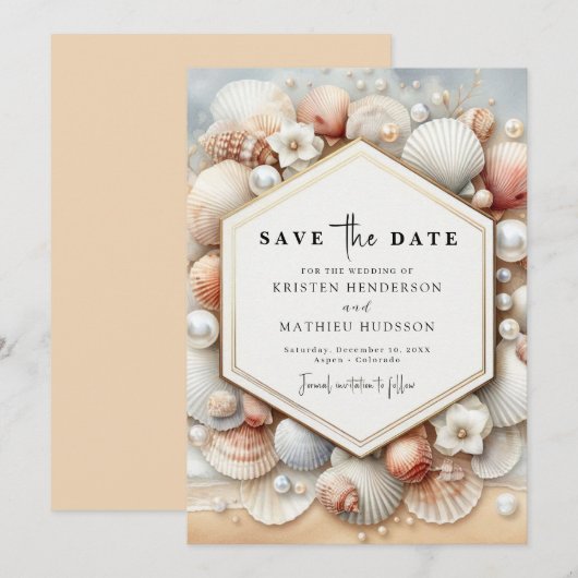 Wasserfarbe Strandhochzeit Save The Date (Vorne/Hinten)