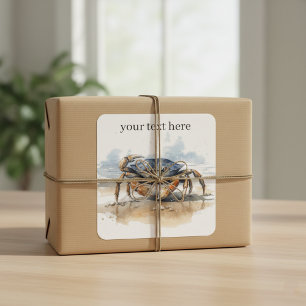 Wasserfarbe Strandkrabbe, individuell Quadratischer Aufkleber