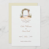 Wasserfarbe Strandpfeife Hochzeit Sichern Sie die Einladung (Vorne/Hinten)