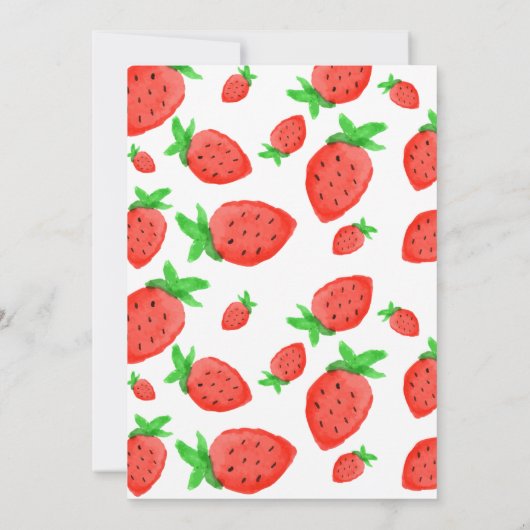 Wasserfarbe Strawberry Girl Babydusche Sweet Berry Einladung (Rückseite)