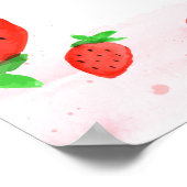 Wasserfarbe Strawberry Girl Babydusche Willkommen Poster (Ecke)